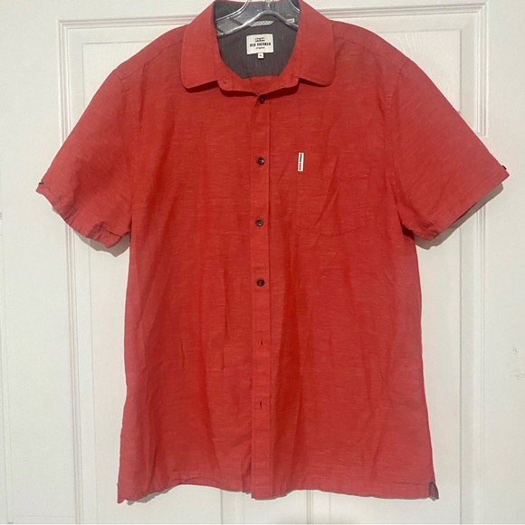 Ben Sherman Shirt Mens XL Red Casual Button Up Short Sleeve - Picture 1 of 6